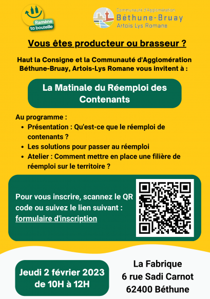 La Matinale du Réemploi des Contenants 2 février 2023 Agglomération Béthune-Bruay